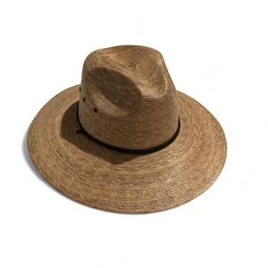Goldcoast Sunwear Straw Lifeguard Hat Mens OS Tan Excellent Wide Brim Chin Cord